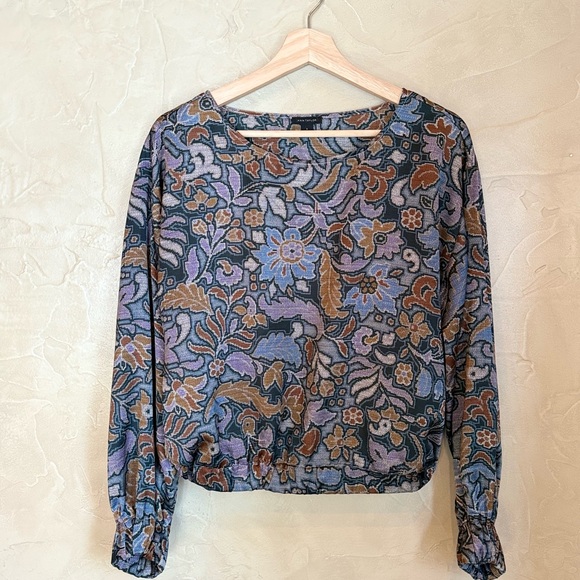 Ann Taylor Tops - Ann Taylor Floral Print Blouse Blue Mauve Boho Lightweight Top